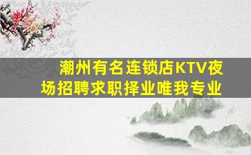 潮州有名连锁店KTV夜场招聘求职择业唯我专业